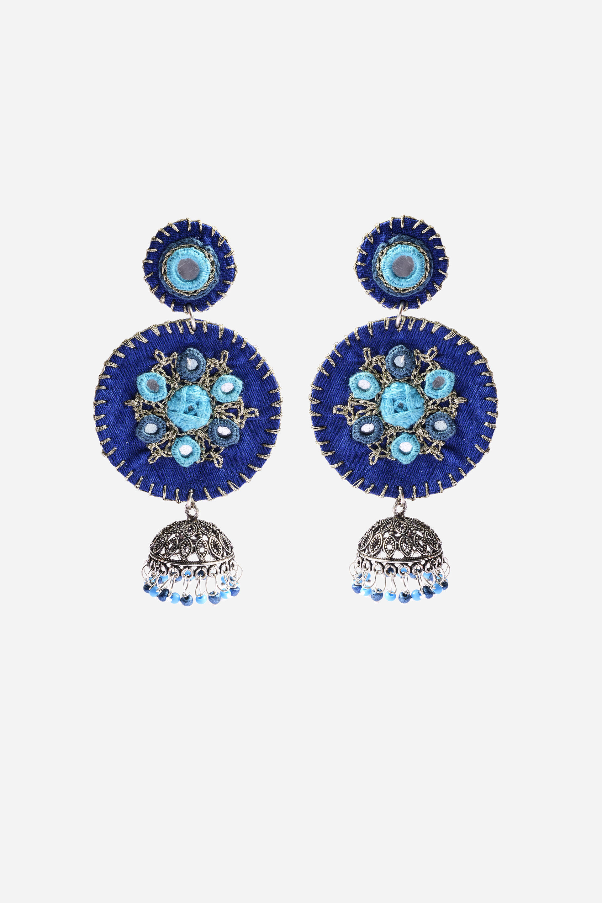 Shades of Blue Fabric Earrings, , image 2